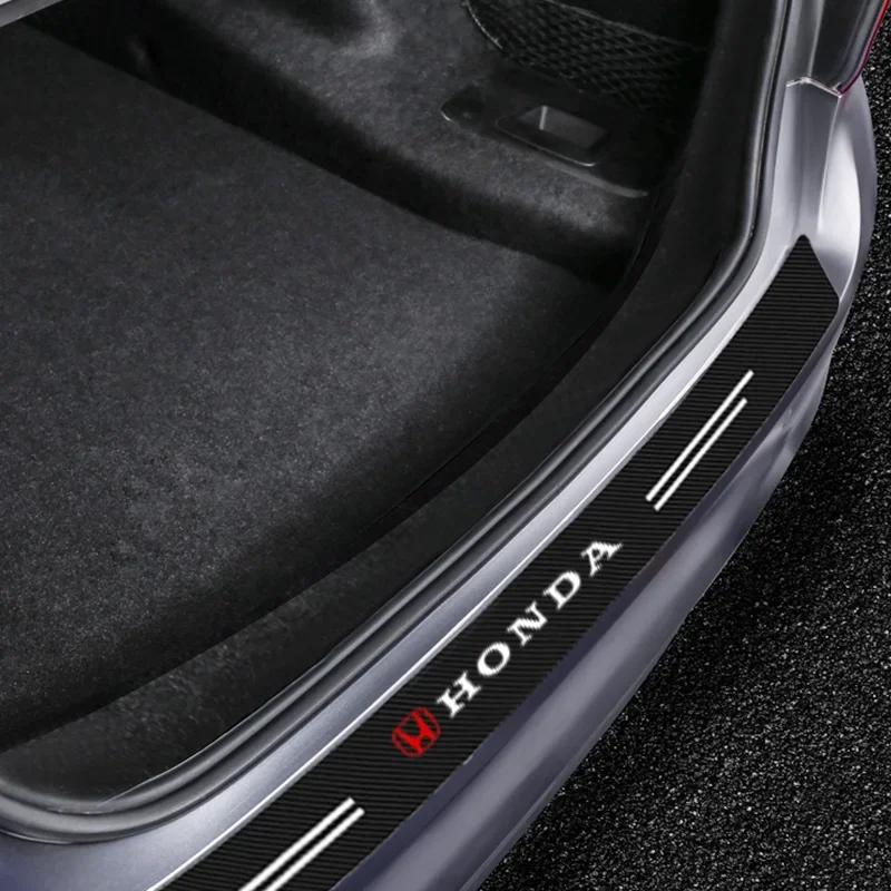 FIT Car New Honda Carbon Fiber Auto Protective Rear Trunk Bumper Guard 3D Stickers For Honda Mugen Power Jazz City Civic Inspir