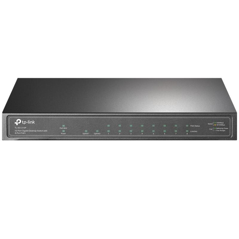 TP-Link Switch Sobremesa - 10 Puertos Gigabit - 8 Puertos PoE+-TL-SG1210P