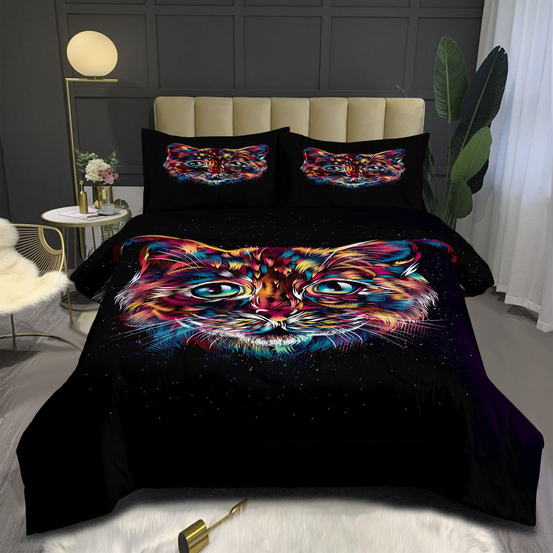 Cute Pet Cat 3d Digital Printing Thickened Feather Silk Quilt Fat Quilt Cover 140*200cm