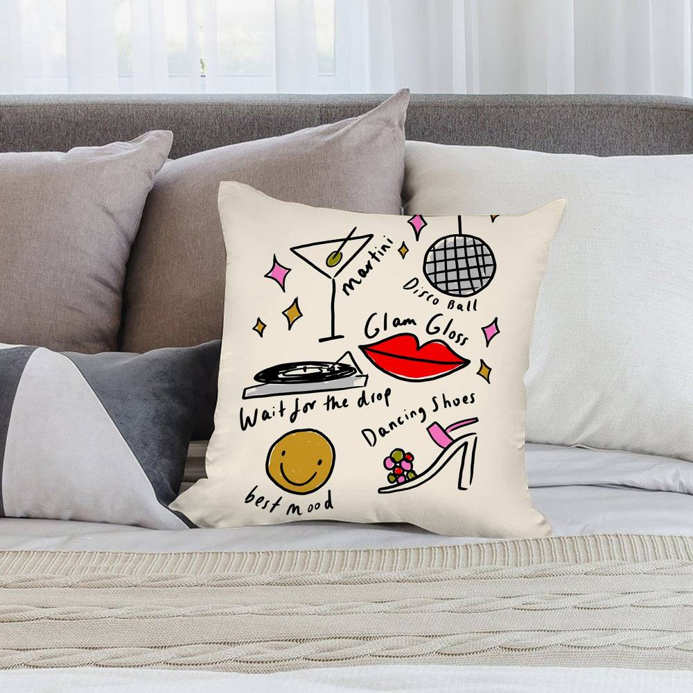 Art Disco Pillow Case Short Plush Double-sided Print Square Throw Pillow Covers Sofa Home Cushion Decor