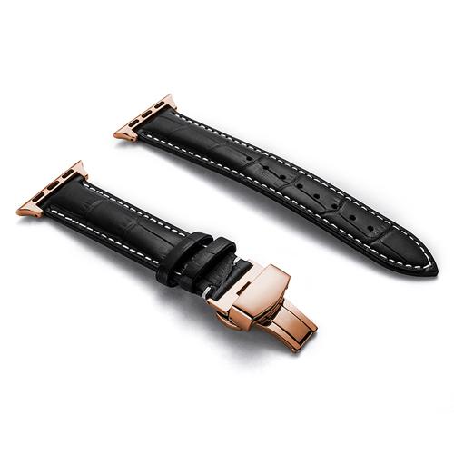 Leather strap for Apple watch band 44mm 40mm 45mm 41mm 49mm 42mm 38mm Butterfly buckle Bracelet iwatch serie 3 5 6 se 7 8 ultra