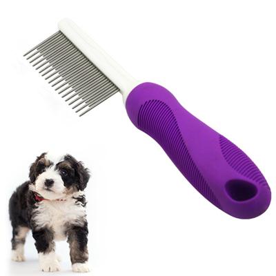 Pettine per rimuovere i nodi dal pelo dei cani e dei gatti, in acciaio inox, rimozione indolore, manico antiscivolo, spazzola per la caduta del pelo per animali domestici a pelo medio e lungo, strumento per la toelettatura