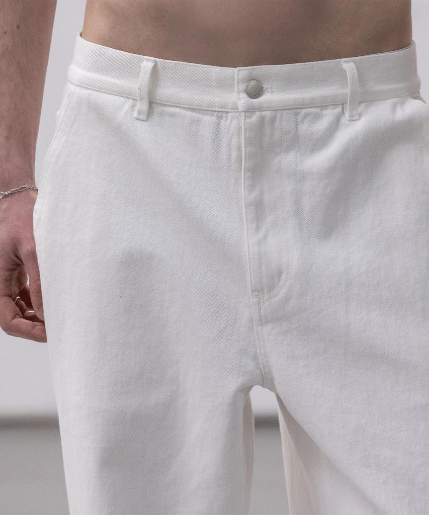 Dekkoloso Twill Cotton Semi-Wide Pants [White]