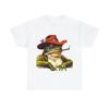 Vintage Style Reprint T Shirt Tree Frog Animal Art Tee Cigarette Cowboy Funny