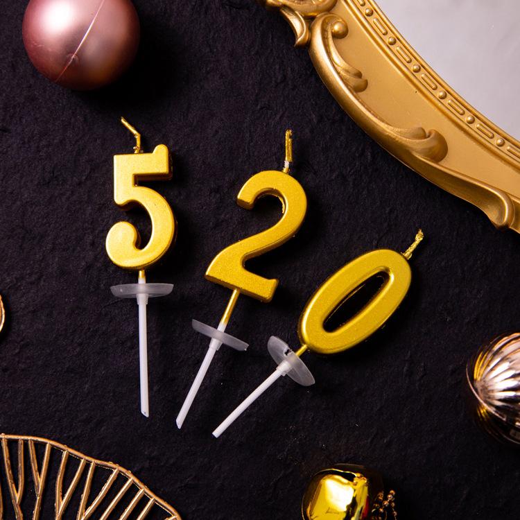 Gold Number Birthday Candles for Baby's First Birthday Cake Decoration Party Dessert Toppers