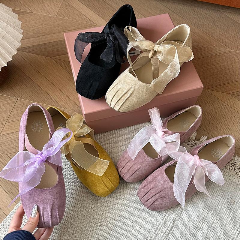 Fashion French Gentle Flat Ballet Shoes for Women 2025 Summer New Style with Skirt One-word Mary Jane Shoes