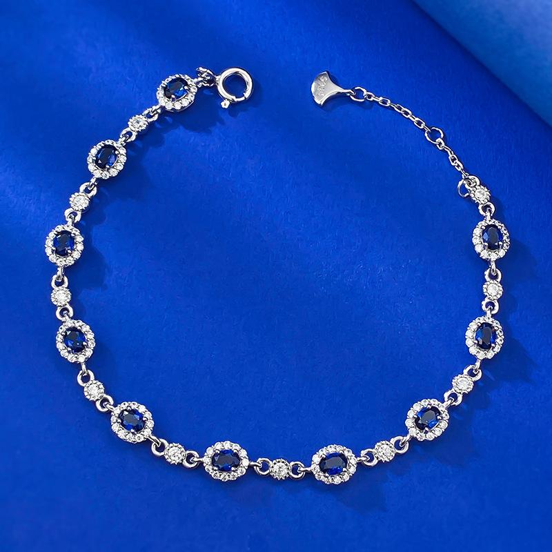 New S925 Silver 3 * 4 Oval Row Bracelet Women s Chinese Style Adjustable Jewelry Lady Adjustable