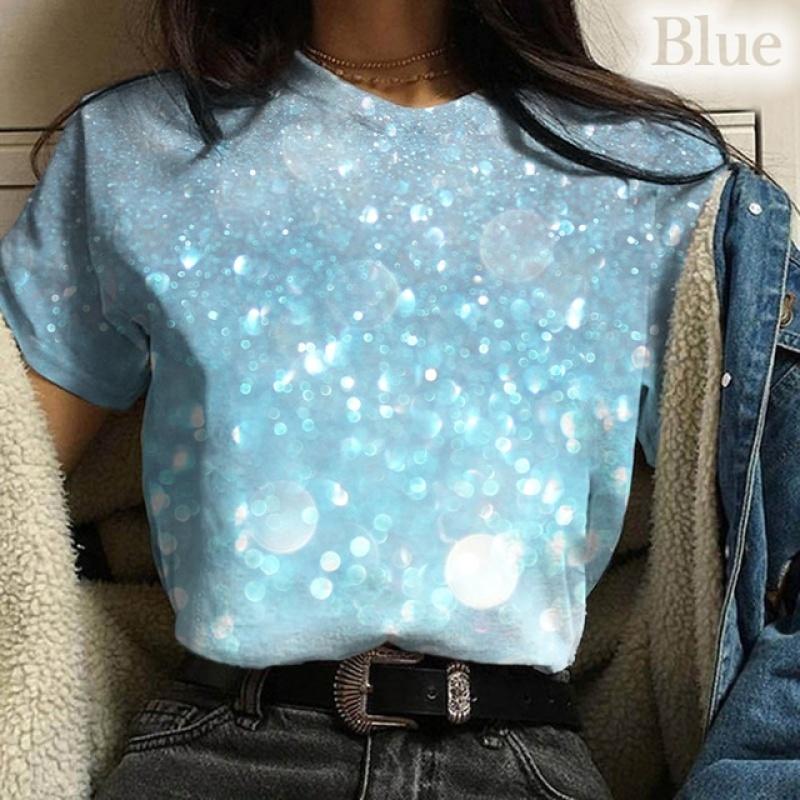 New Color Glitter Pattern 3d Print T-shirt Unisex Casual Sround Neck T Shirt