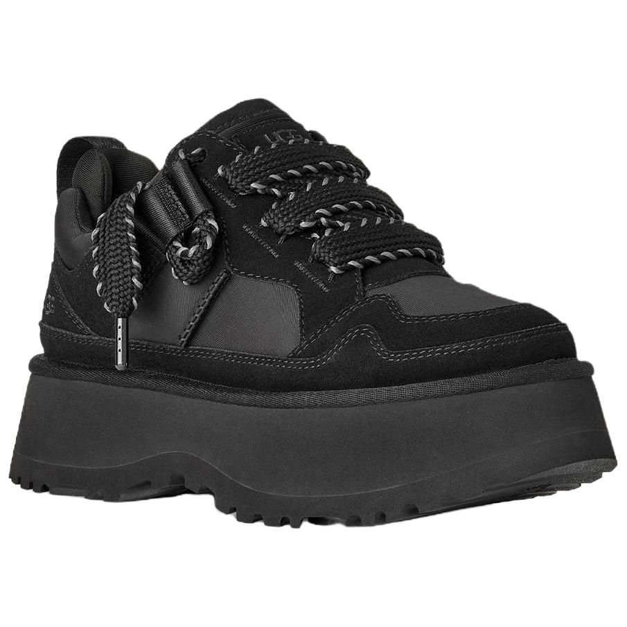 UGG Astromel Leather Lace-Up Vintage Low-Top Casual Shoes Women Sneaker Black 1171541-BLK