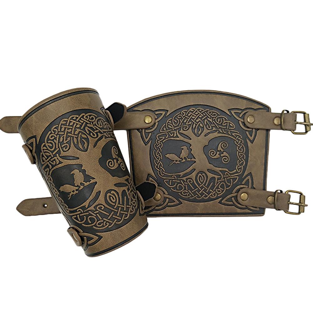 Retro Middle Ages Leather Forearm Guards Cosplay Bow Arm Protector Viking Armband Bracelet Stage Props