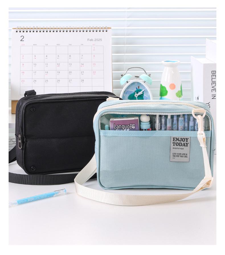 Large Capacity Blue Transparent Ita Pencil Case - Stylish and Functional for Students
