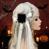 Vintage Headdress Gothic Halloween with Rose And Chain Decoration, Mini Bowler Hat, Festival Party Hair Piece Retro Small Top Hat Clip for Cosplay