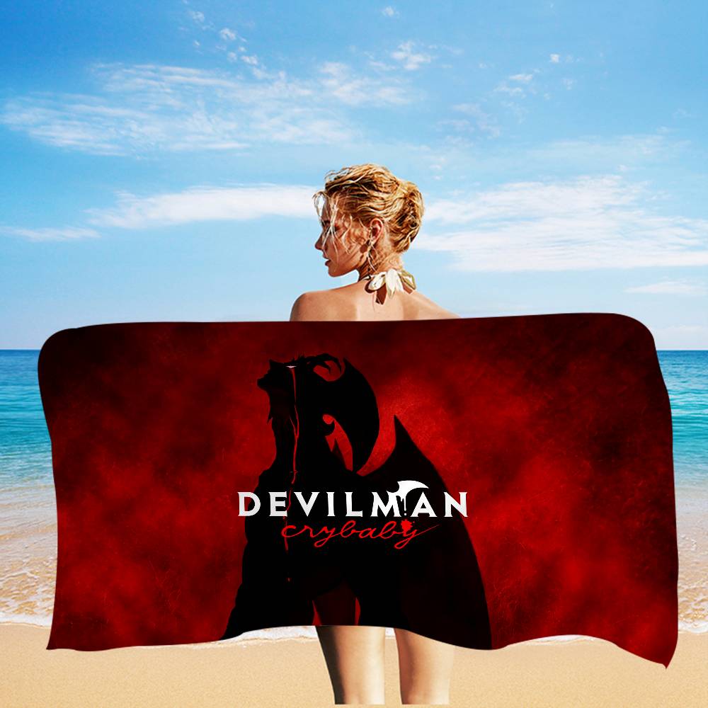 Devilman Crybaby Anime Bath Towel Microfiber Soft Water Absorbing Breathable For Girl Kids Decorative Cartoon Beach Towel