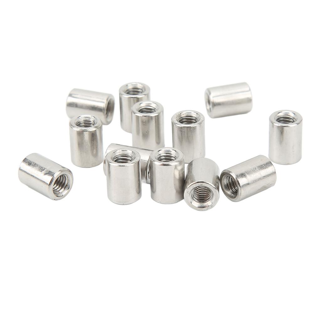 50Pcs Coupling Nut Round Rod Connector Female Thread 304 Stainless Steel M6x1.0 10 L13mm