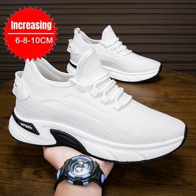 Mesh Elevator Shoes Men Lifting Board Shoes Flat Sneakers Summer Thick Sole Hidden Height Enhancing Increase Sports Casual Shoes