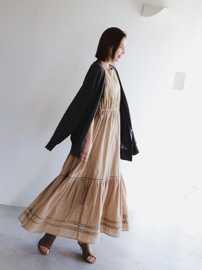 Life Store by Dress by BEAMS Tiered Sleeveless Maxi Dress BEIGE M [Beaming BEAMS] BMING Women's