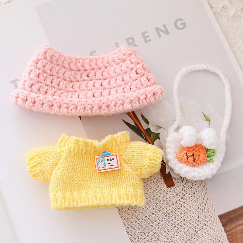 (No Doll) LABUBU Sitz Party Doll Costume Labubu Macaron 2nd Generation Sitting Vinyl Doll Woolen Set Hat Shoes