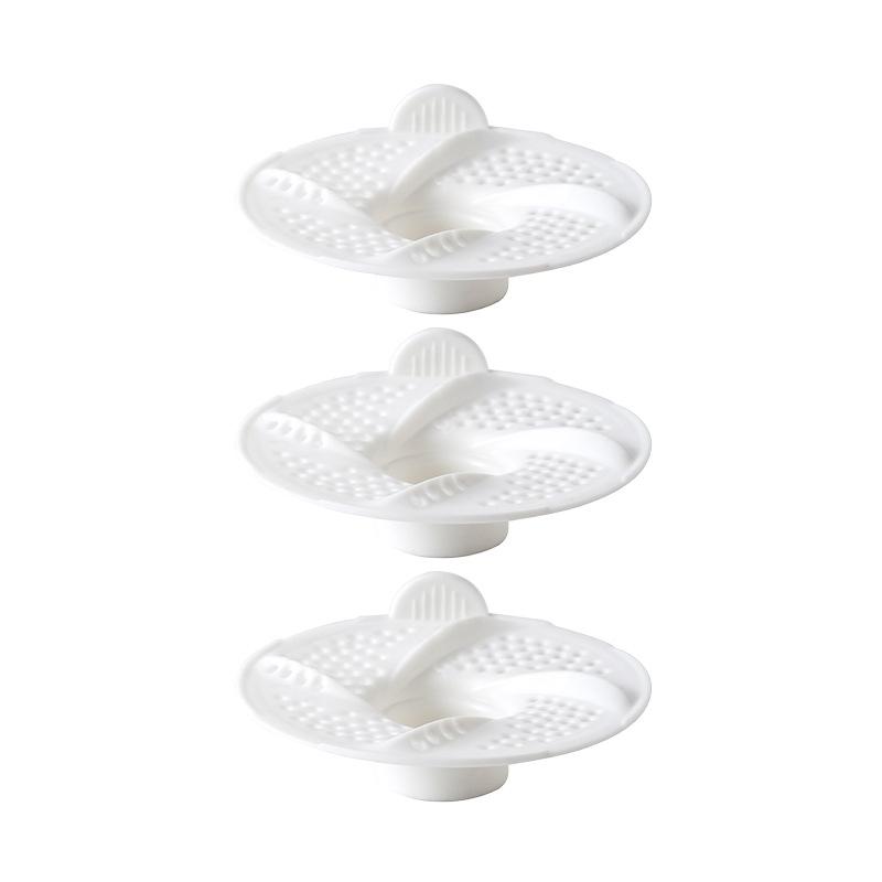 Ловушка для волос в слив ванны, Защита слива ванны от волос, Ситечко-защита для слива, Ловушка для волос в слив душа, 3 шт. белый