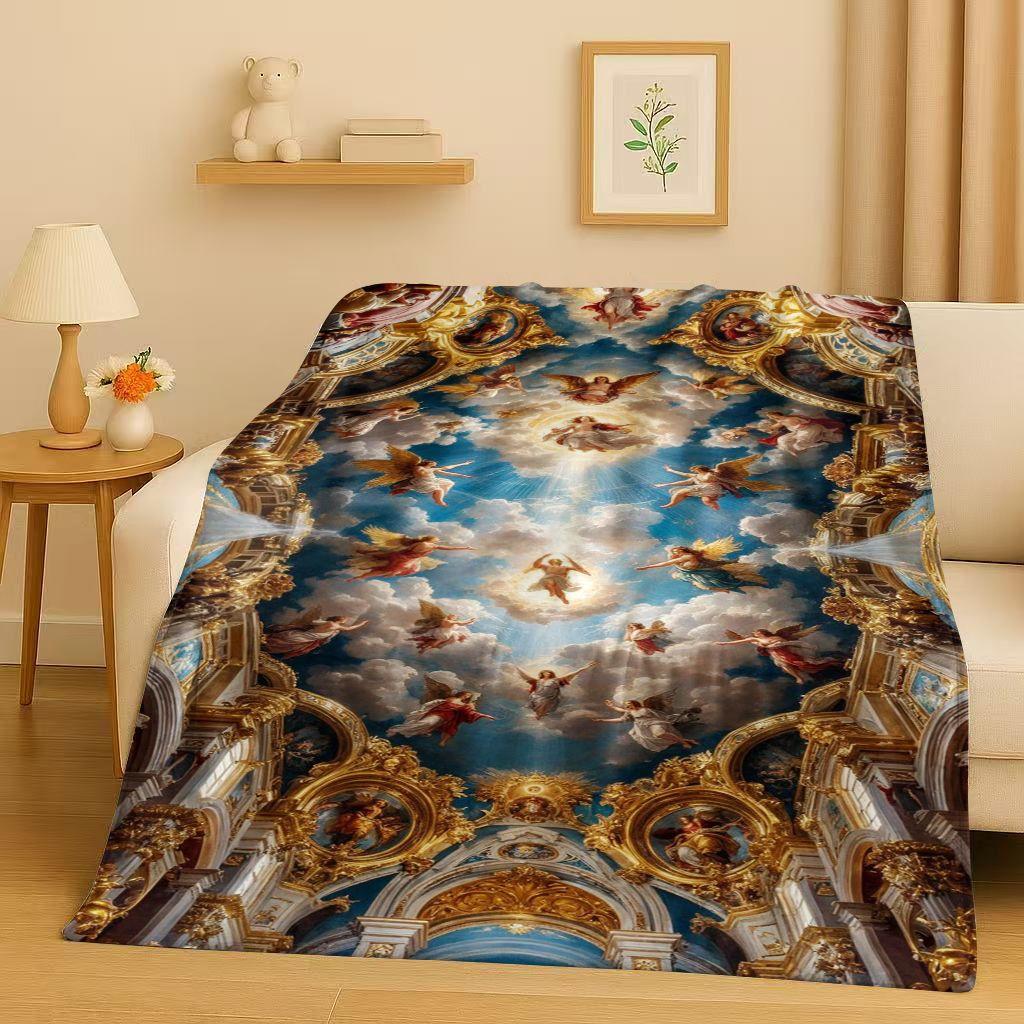 3D Luxurious Balote Angel Cupid Cartoon Flannel Blanket,Ultra Soft Warm Plush Throw for Home Bedroom Bed Sofa Cover Office Gift