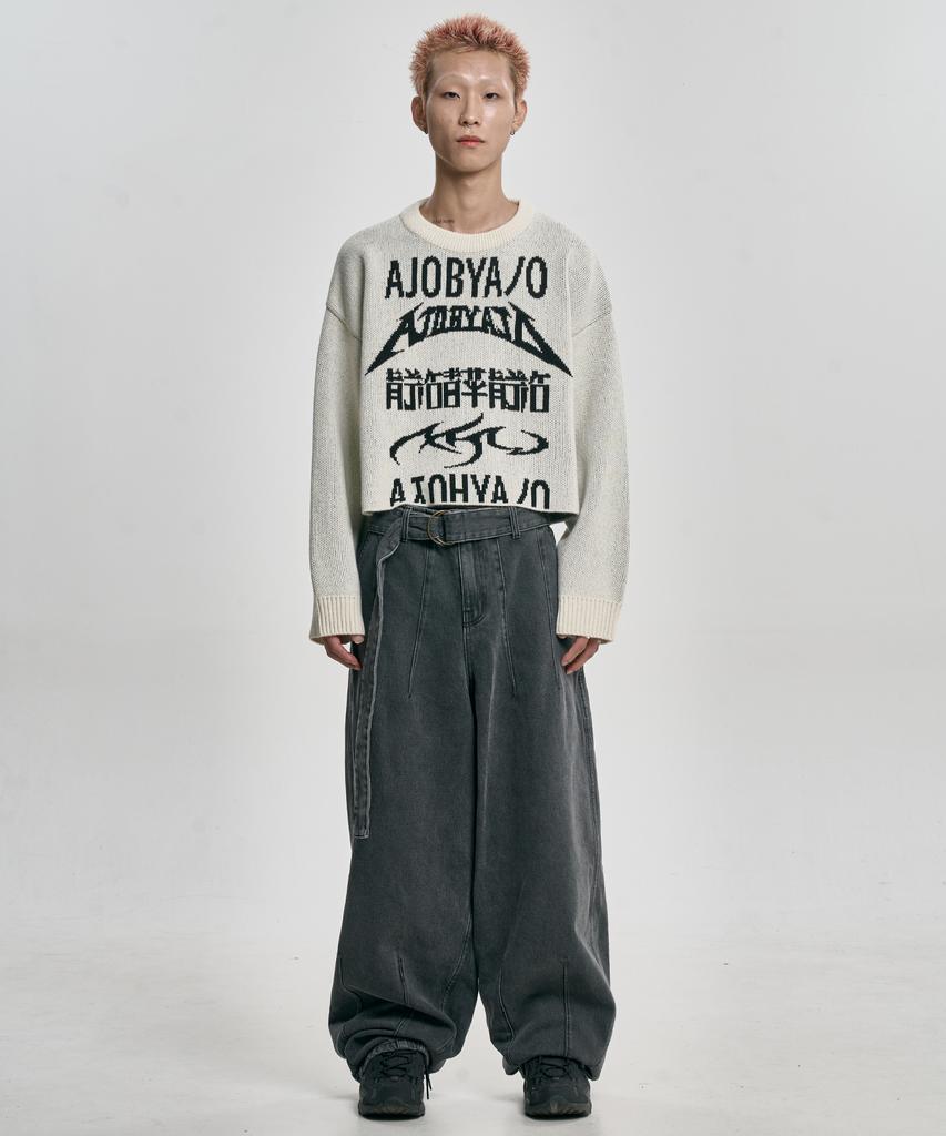AJOBYAJO [Pba] Total Logo Cropped Sweater [Ivory]