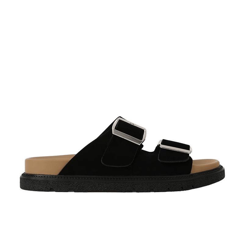 Shoes leather retro platform double buckle with slippers women's sandals outside summer