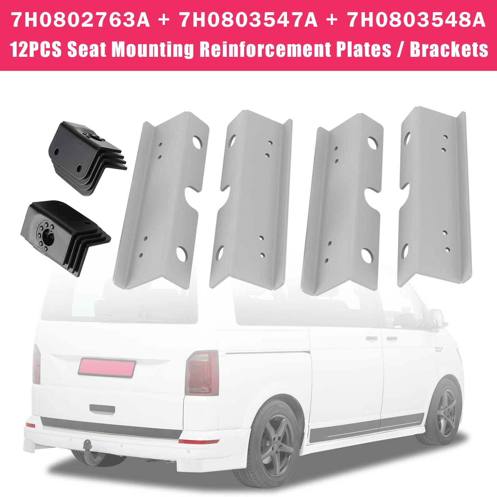 12x Seat Mounting Reinforcement Plates / Brackets For VW T5 T6 2 + 1 Rear Seats