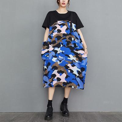 Kurzarm Plus Size Baumwolle Vintage Patchwork Neue Kleider für Damen Lässiges lockeres Sommerkleid