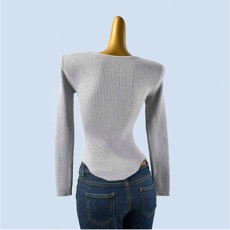 Pure Desire Pleating V-neck Buttons Waist Trimming Short Knitwear Female Autumn Retro Silm Slim Looking Thread Sweater Top