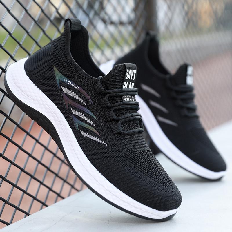 Summer new men's shoes fly-woven breathable sports casual shoes fashion versatile mesh cloth shoes medium shoes