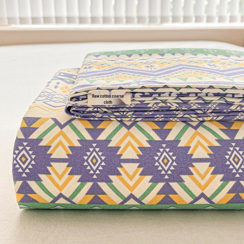 Coarse Cotton Bed Sheet: Student Dormitory Single/Double Linen 3-Piece Set