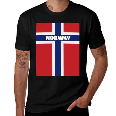 Norwegian Flag With Name Of Norway Tshirt Casual Daily Graphic Tee