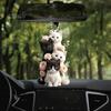 Cat Hanging Ornament Car Rearview Mirror Pendant with Lanyard Easy To Hang Adorable Appearance Cat-Shaped Xmas Tree Pendant