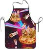 Weird Cosmic Laser Cat Pizza Burrito Full Print Apron Waterproof Oilproof Kitchen Apron Nice Present For Grill Chef Family Pet
