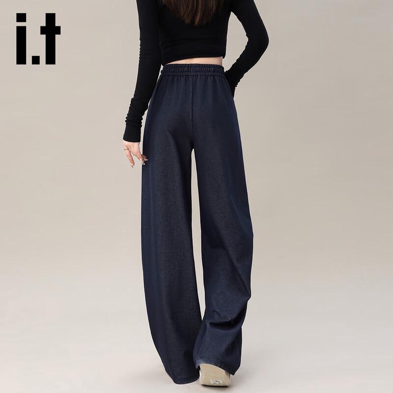 Izzueit Women's High-Waist Drawstring Relaxed Fit Casual Trousers