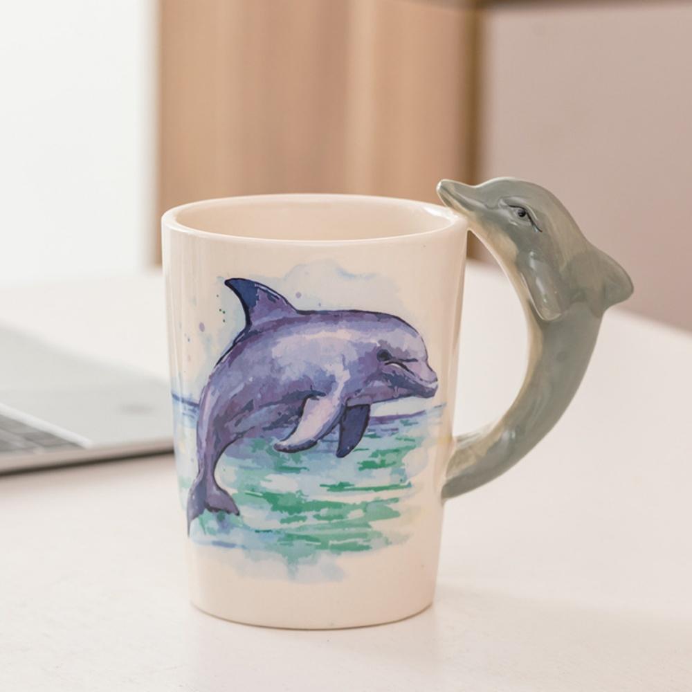 Handmade Ocean-Themed Ceramic Coffee Mug Creative Art Milk Cup with Octopus Dolphin Seahorse Design Gift for Kids And Friends