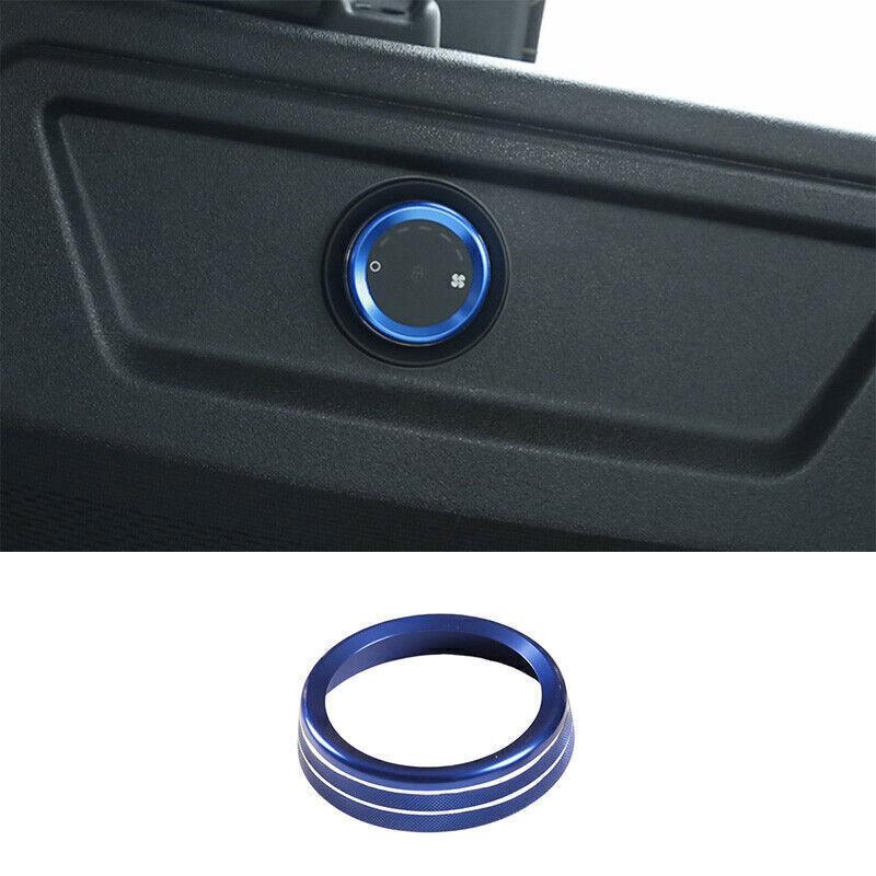 Fit For Defender 110 - Blue Aluminum Rear Trunk AC Knob Cover Trim 1pcs