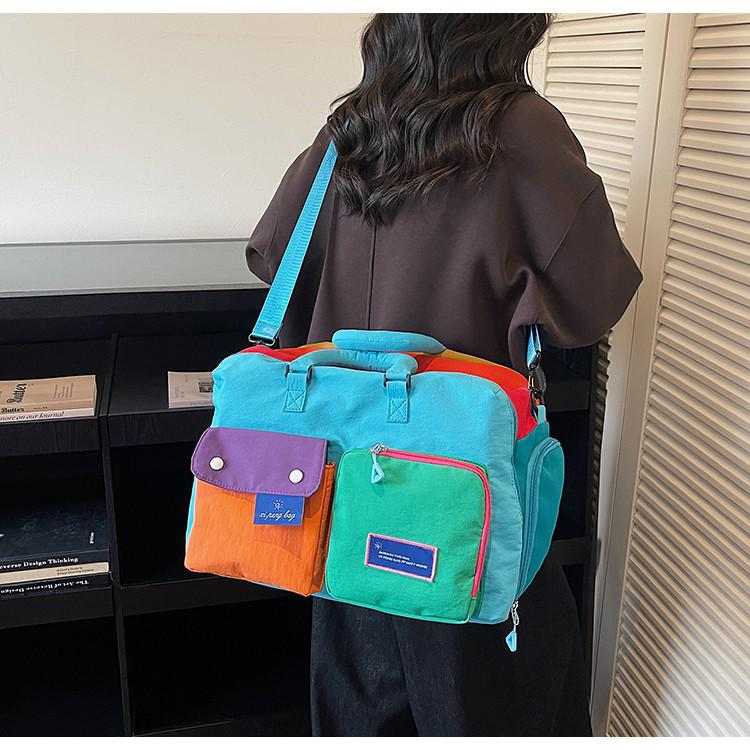 Color Block Large Capacity Travel Bag - Portable, Carry-On, Gym & Short Trip Handbag