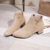 Autumn and winter new Martin boots medium thick heel short boots zipper matte surface short boots pointed single boots
