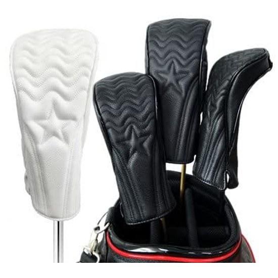 High-quality PU leather golf head cover driver 440cc 460cc wood utility UT Star black white.