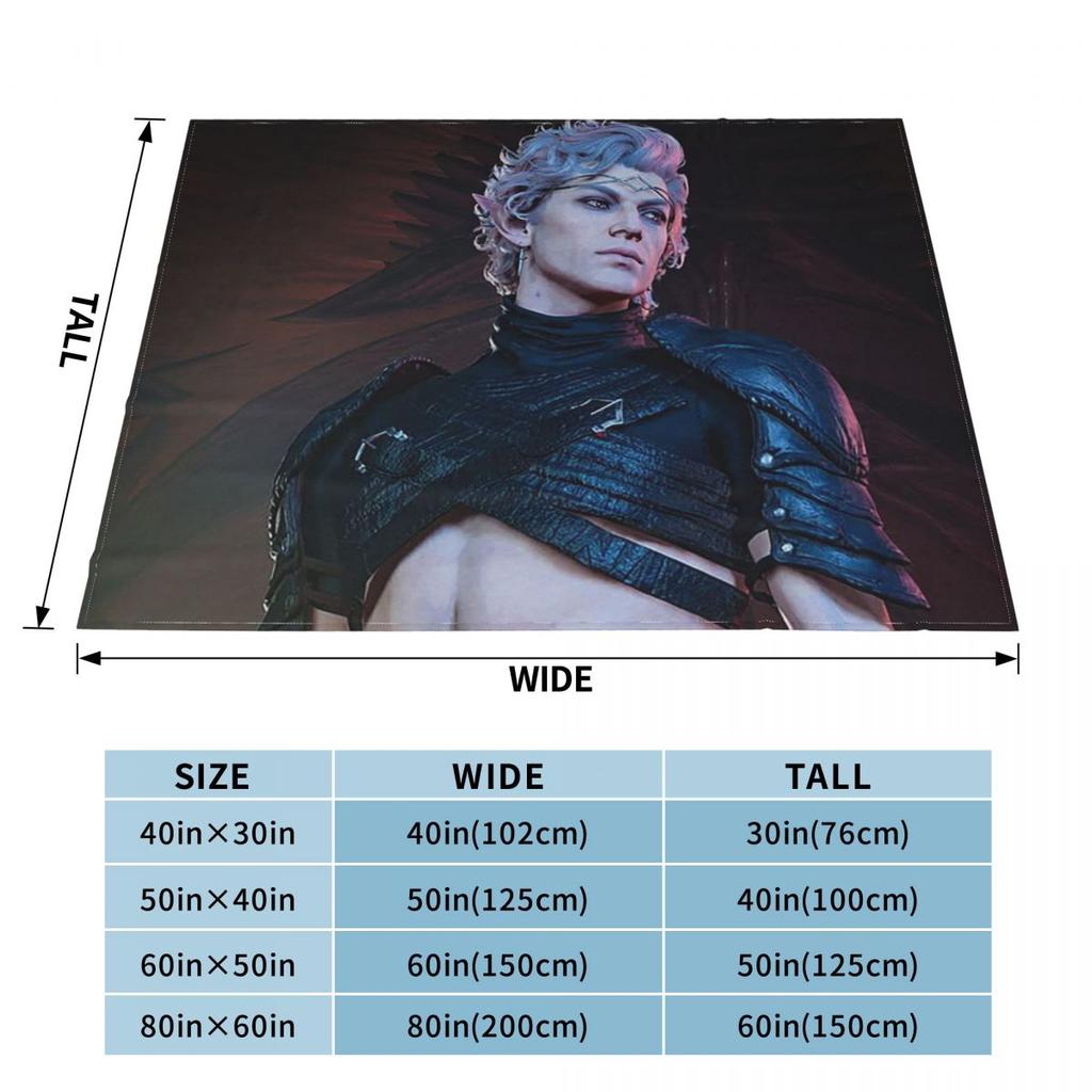 Baldur's Gate 3 Astarion Vampire Character Blanket Soft Warm Flannel Throw Blanket Plush for Bed Living Room Picnic Travel Couch