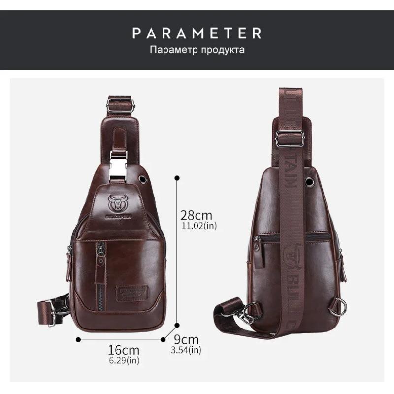Cowhide 100% Genuine Leather Men's Genuine Leather Shoulder Crossbody Bag Anti-theft