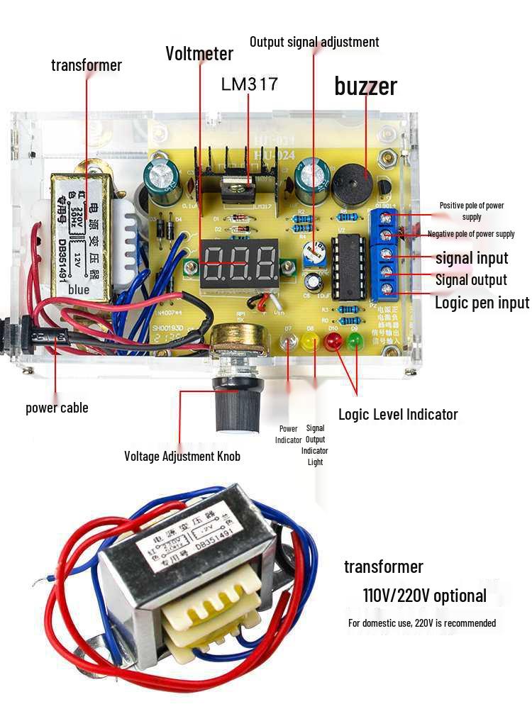 LM317 Adjustable DC Voltage Stabilizer Circuit Kit with Digital Display - DIY Electronics Training