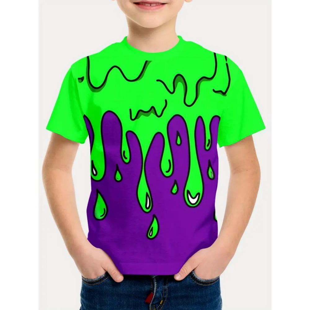 Boys' T-shirt tie dye pattern T-shirt short sleeved T-shirt children's T-shirt primary school girls' clothing casual top girls' T-shirt