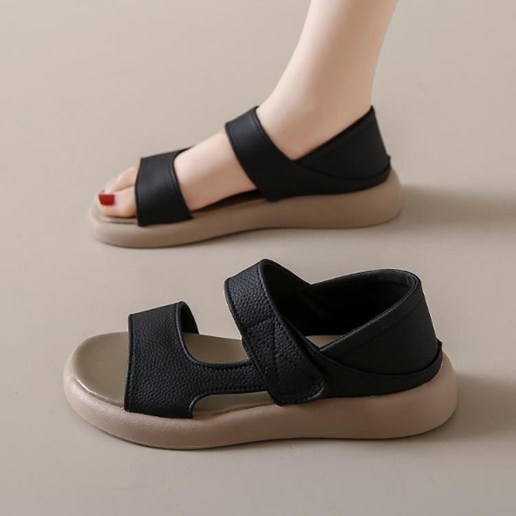 

Сандалии женские летние супер мягкие плоские пляжные сандалии на липучках 35 чёрный