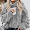 Nuovo Maglione Pullover da Donna con Scollo Alto 2026, Lavorazione a Treccia Spessa, Vestibilità Larga, Manica Lunga, Maglione Invernale per Uso Casual