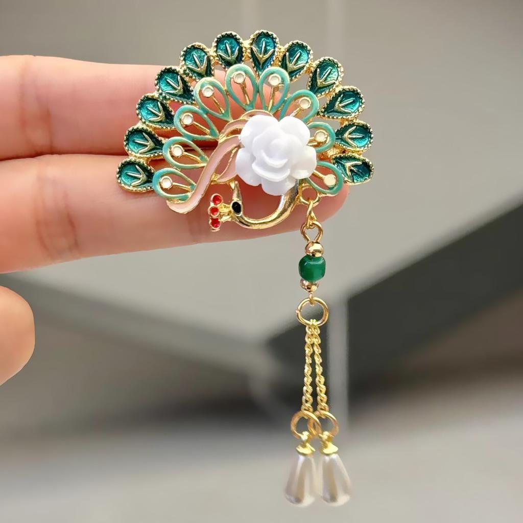 Retro Temperament Corsage Personalized Peacock Open Screen Brooch High-End Hanfu Cheongsam Creative Pendant Pin