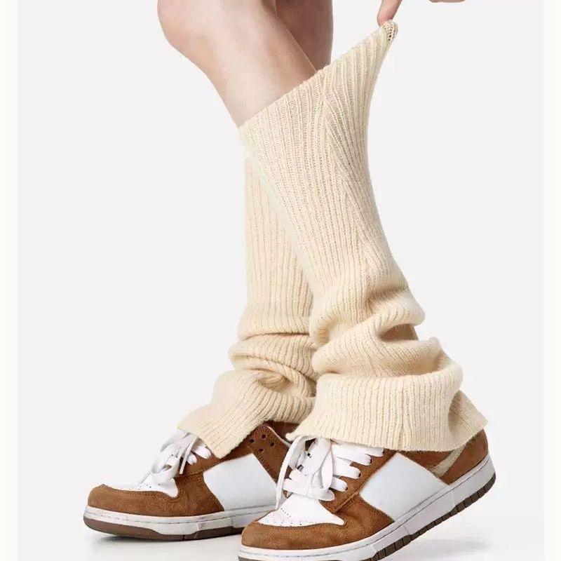 Harajuku Style Solid Color Leg Warmers Slouchy Socks Warm Leg Guard Boot Covers Slouchy Leg Warmers Women's Flared Wide-leg Slouchy Socks