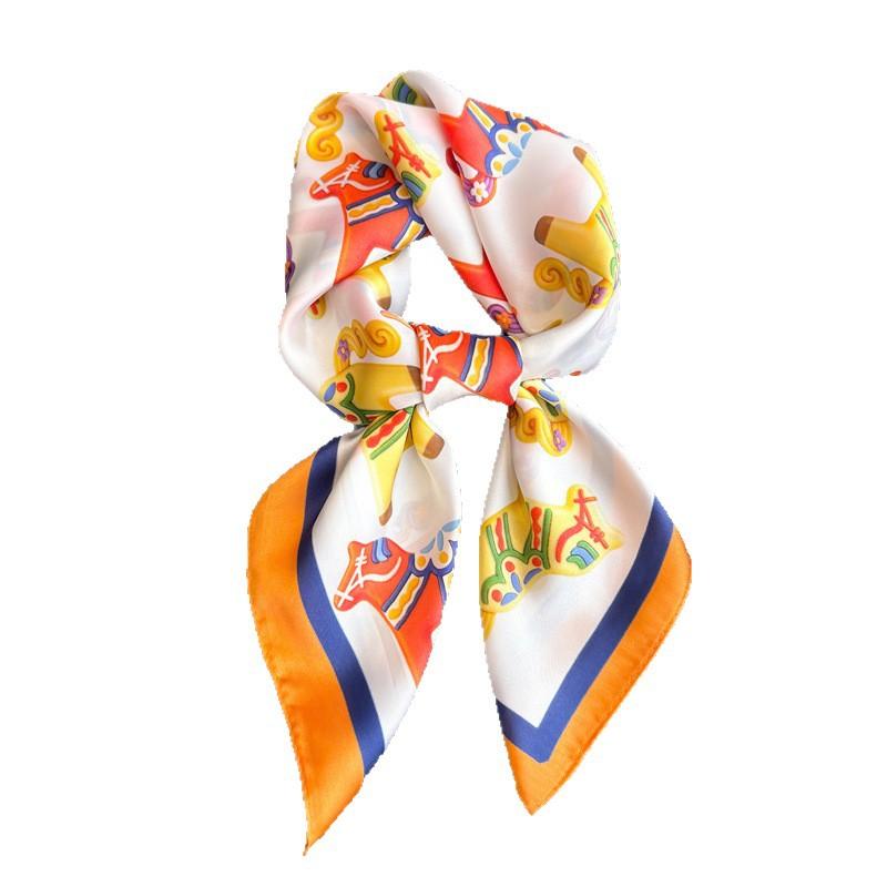 Year of the Horse New Imitation Silk Printing Silk Scarf Square Scarf High-end Shawl Sunscreen Neck Scarf Headscarf Scarf