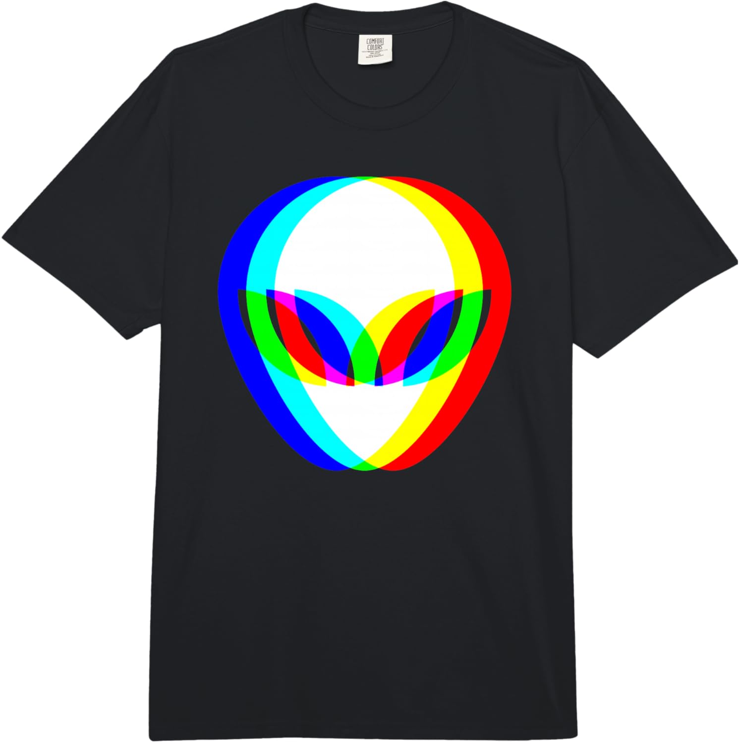 Alien Head Trippy Vaporwave Techno Rave EDM Music Festival Comfort Colors Adult Heavyweight T-Shirt S разноцветный