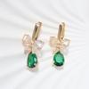 1 Pair Fashion Bow with Water Drops Zirconia Dangle  Earrings for Women Golden Earring Jewelry Party Accessories